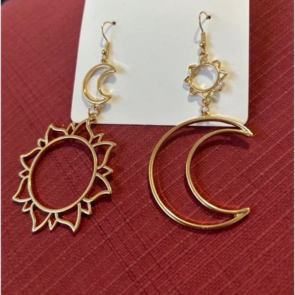 Boho Sun Moon Cut Out Elegant Gold Sliver Black - Picture 2 of 11